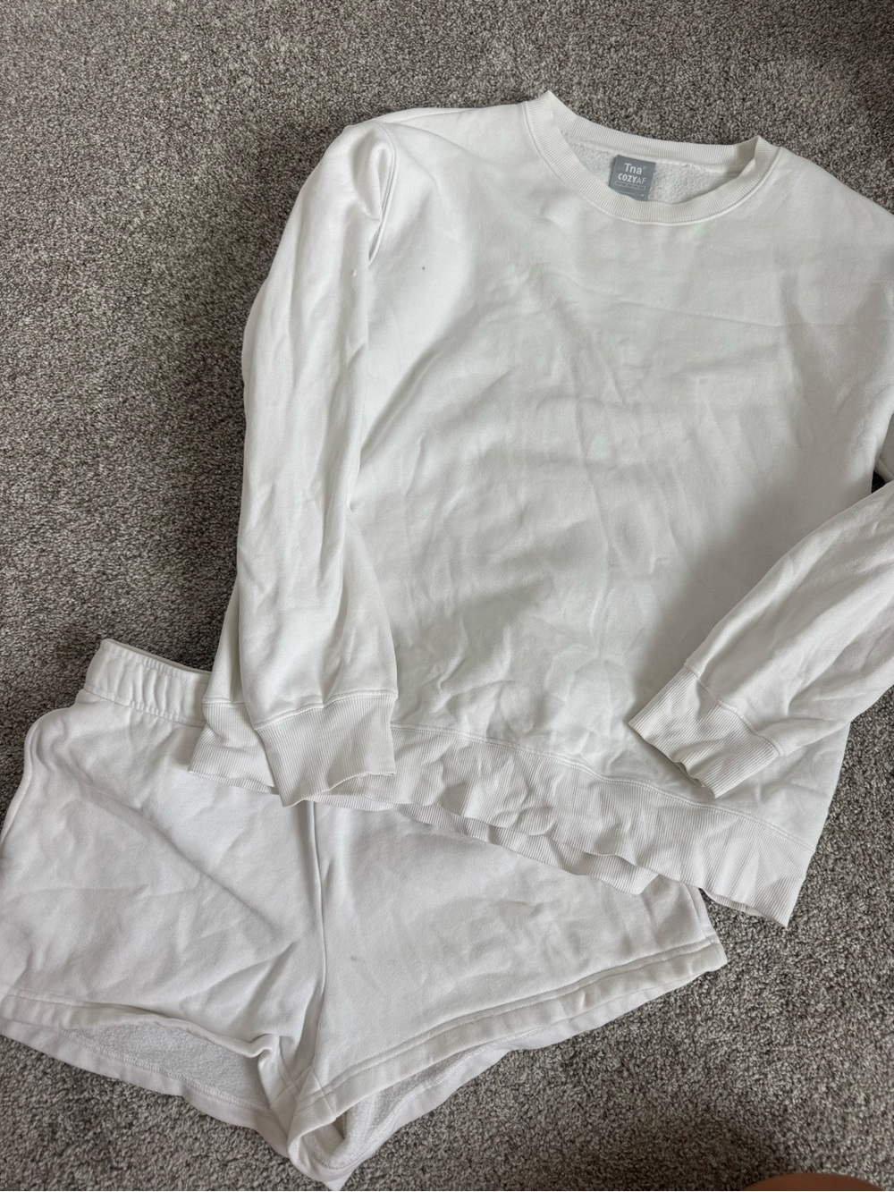 Artizia White Two-Piece SET - Cozy Crewneck Top & Shorts